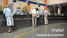  Presentation with waiting line - Beautiful presentation featuring waiting line - applicants being attended backdrop and a gray colored foreground