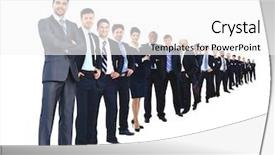  Presentation with waiting line - Slides with waiting line - business group in a row background and a white colored foreground