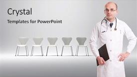  Presentation with waiting line - Slides featuring waiting line - doctor with a row background and a light gray colored foreground