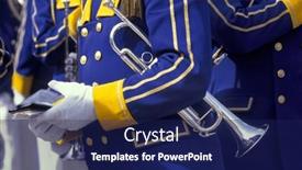  Presentation with trumpet - Slides consisting of waiting-musician-with-a-trumpet background and a navy blue colored foreground