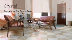  Presentation with beauty salon - Amazing PPT theme having waiting room of the beauty salon backdrop and a coral colored foreground