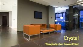  Presentation with waiting room furniture - Theme featuring waiting room with orange leather background and a tawny brown colored foreground