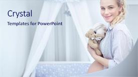  Presentation with infant care - Slide deck featuring waiting s - beautiful pregnant woman standing background and a sky blue colored foreground