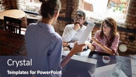  Presentation with waitress - Slide set enhanced with waitress-and-young-couple-discussing background and a ocean colored foreground