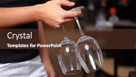  Presentation with waitress - Cool new PPT theme with waitress-carries-two-wine-glasses backdrop and a tawny brown colored foreground