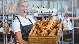  Presentation with waitress - Colorful presentation theme enhanced with waitress carrying basket of bread backdrop and a  colored foreground