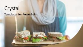  Presentation with human resource management section - Slides having waitress holding a tray background and a soft green colored foreground