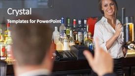  Presentation with classy - Presentation theme consisting of waitress in a classy bar background and a  colored foreground