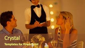  Presentation with fine dining - Audience pleasing slides consisting of waitress in a restaurant backdrop and a tawny brown colored foreground