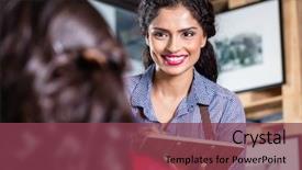  Presentation with indian restaurant - Slide set featuring waitress in indian restaurant background and a violet colored foreground