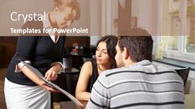  Presentation with restaurant menu - Audience pleasing slides consisting of waitress-in-the-restaurant-recommends backdrop and a coral colored foreground