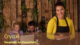  Presentation with order - PPT theme consisting of waitress is taking the order in front of the two friends in a coffee shop background and a tawny brown colored foreground