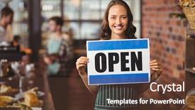  Presentation with globe and open bible - PPT layouts having waitress posing with open sign background and a  colored foreground