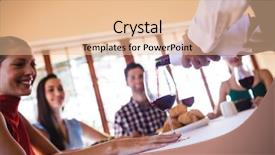  Presentation with bottle red wine - Audience pleasing slide set consisting of waitress pouring red wine backdrop and a lemonade colored foreground