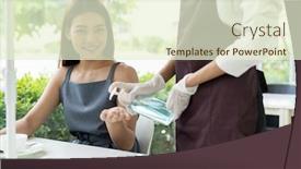  Presentation with hand hygiene - Cool new presentation theme with waitress-push-alcohol-gel-hand backdrop and a cream colored foreground