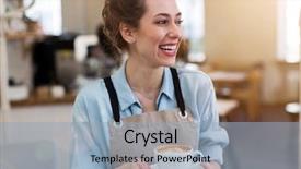  Presentation with waitress - Slide set enhanced with waitress ready to serve background and a light blue colored foreground