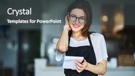  Presentation with purchase order and fulfillment - Slide deck with waitress ready to take order background and a dark gray colored foreground