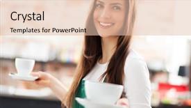  Presentation with waitress - Beautiful PPT layouts featuring waitress serving coffee backdrop and a lemonade colored foreground