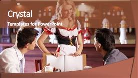  Presentation with restaurant menu - Beautiful presentation featuring waitress shows visitors the menu backdrop and a red colored foreground