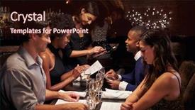  Presentation with purchase order and fulfillment - Slide set enhanced with waitress takes order in restaurant background and a wine colored foreground