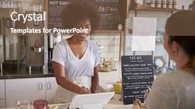  Presentation with coffee shop - PPT layouts with waitress taking a customers order background and a tawny brown colored foreground