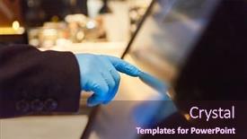  Presentation with waitress - PPT layouts with waitress-with-disposable-gloves-uses background and a wine colored foreground