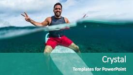  Presentation with wave - Presentation theme consisting of waits the wave on line background and a teal colored foreground