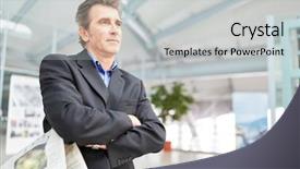  Presentation with airport terminal - Cool new slide deck with waits with his arms cross backdrop and a light gray colored foreground