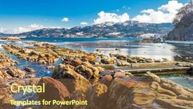  Presentation with coastal - Presentation theme having wajima ishikawa japan rural coastal background and a tawny brown colored foreground