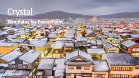 Presentation with japan - Slides featuring wajima ishikawa japan town skyline background and a gray colored foreground