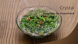  Presentation with japanese food - Presentation theme featuring wakame-seaweed-salad-japanese-food background and a coral colored foreground