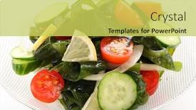  Presentation with seaweed - Theme having salad low calorie vegetarian food background and a yellow colored foreground