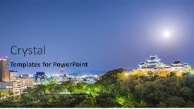  Presentation with city japan - Beautiful slide set featuring flat lay photo of office white desk with tablet and stylish pink blue notebook copy space background mock up template backdrop and a light gray colored foreground.