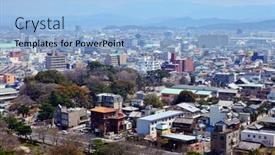  Presentation with japan - Presentation theme featuring wakayama-cityscape-in-japan background and a light blue colored foreground