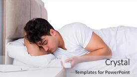  Presentation with insomnia - Cool new presentation with wake up call - man in bed suffering backdrop and a sky blue colored foreground
