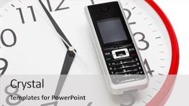  Presentation with phone - PPT layouts with wake up call - modern phone on a dial background and a light gray colored foreground