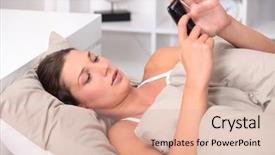  Presentation with bed - Theme enhanced with wake up call - woman lying in bed background and a  colored foreground