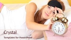  Presentation with being a single woman - Beautiful presentation theme featuring wake up call - young beautiful woman lying backdrop and a lemonade colored foreground