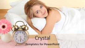  Presentation with being a single woman - Audience pleasing PPT theme consisting of wake up call - young beautiful woman lying backdrop and a lemonade colored foreground