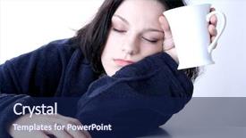  Presentation with grossmmotor early childhood - Colorful PPT layouts enhanced with wake up call - young woman awaking up early backdrop and a navy blue colored foreground