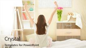  Presentation with group of three young girl - Presentation theme enhanced with wake up morning - beautiful young girl waking up background and a lemonade colored foreground