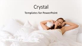  Presentation with stretching - Slide set consisting of wake up morning - bedroom - woman waking up background and a sky blue colored foreground