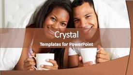  Presentation with relaxing - Presentation theme enhanced with wake up morning - couple relaxing in bed background and a tawny brown colored foreground