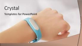  Presentation with sleep - Beautiful PPT layouts featuring wakeapp - female hand with sleep tracker backdrop and a light gray colored foreground