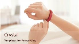  Presentation with sleep - Slide set consisting of wakeapp - hands of young woman background and a  colored foreground