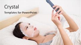  Presentation with hero mask woman - PPT theme with wakeapp - woman using the facial mask background and a  colored foreground