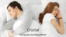  Presentation with sleep learning - Slide set having wakeapp - young couple with sleep trackers background and a  colored foreground