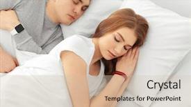  Presentation with sleep - Cool new presentation design with wakeapp - young couple with sleep trackers backdrop and a  colored foreground