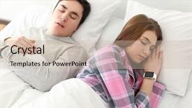  Presentation with sleep - Cool new presentation theme with wakeapp - young couple with sleep trackers backdrop and a  colored foreground