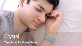  Presentation with sleep learning - PPT layouts enhanced with wakeapp - young man with sleep tracker background and a  colored foreground